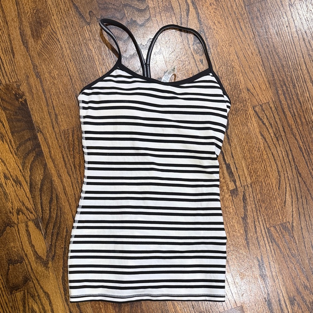 lululemon athletica Black and White Striped Camisole